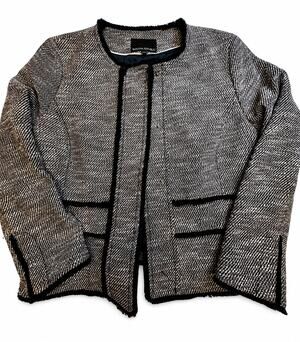 Banana Republic Women’s Size 10 Multicolor Tweed Collarless Jacket Fringe Trim